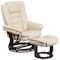 Flash Furniture Beige LeatherSoft Recliner & Ottoman w/ Wood Base BT-7818-BGE-GG - alternate 1